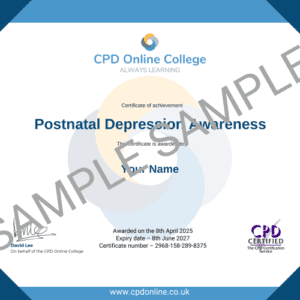 Postnatal Depression Awareness certificate
