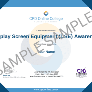 Display Screen Equipment (DSE) Awareness CPD Certificate