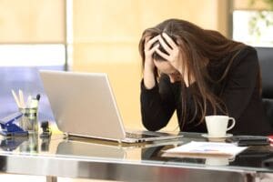 Woman suffering with work related stress