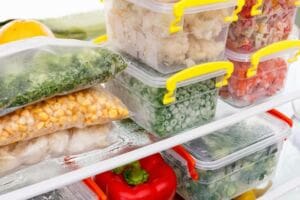 Separated food in fridge to prevent cross contamination
