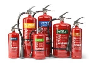 Different types of fire extinguishers
