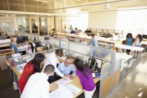 Employees organising meeting