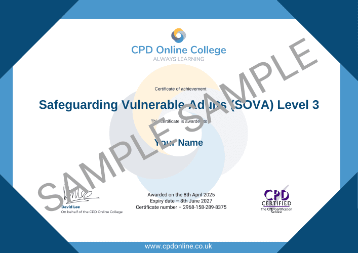 Safeguarding Vulnerable Adults (SOVA) Level 3 certificate