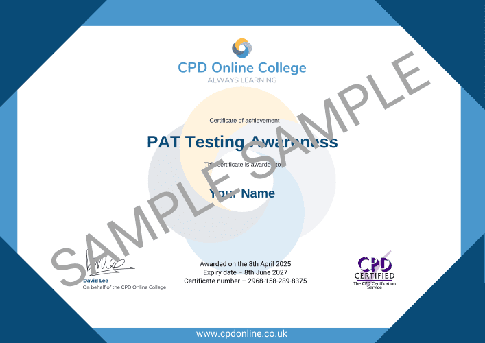 PAT Testing Awareness certificate