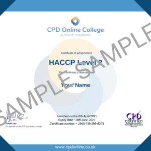 Haccp Level 2 certificate