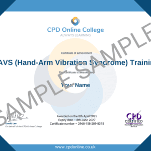 HAVS (Hand-Arm Vibration Syndrome) Training certificate