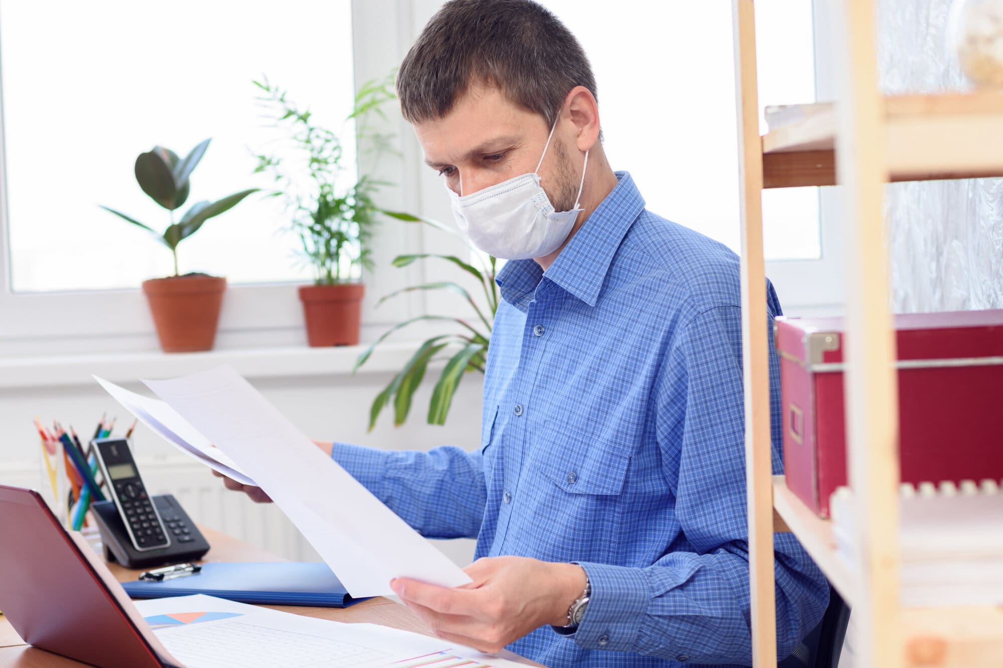 Environmental health officer working in office