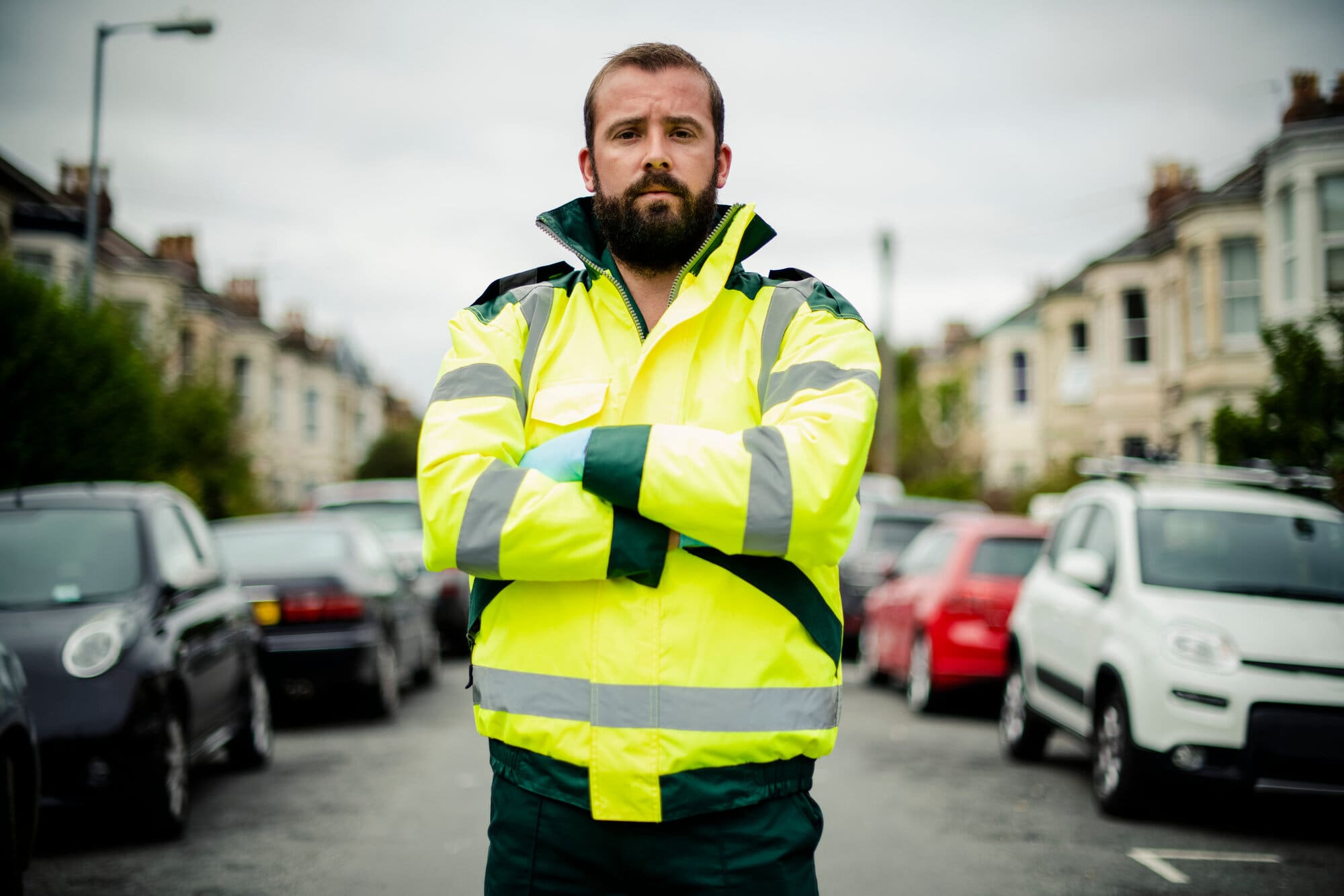 Male paramedic on shift