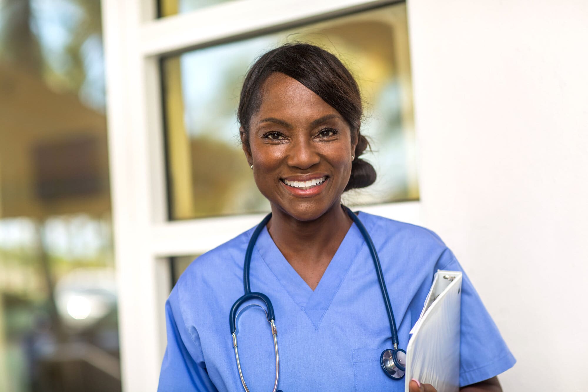 Nurse about to start her 12 hour shift