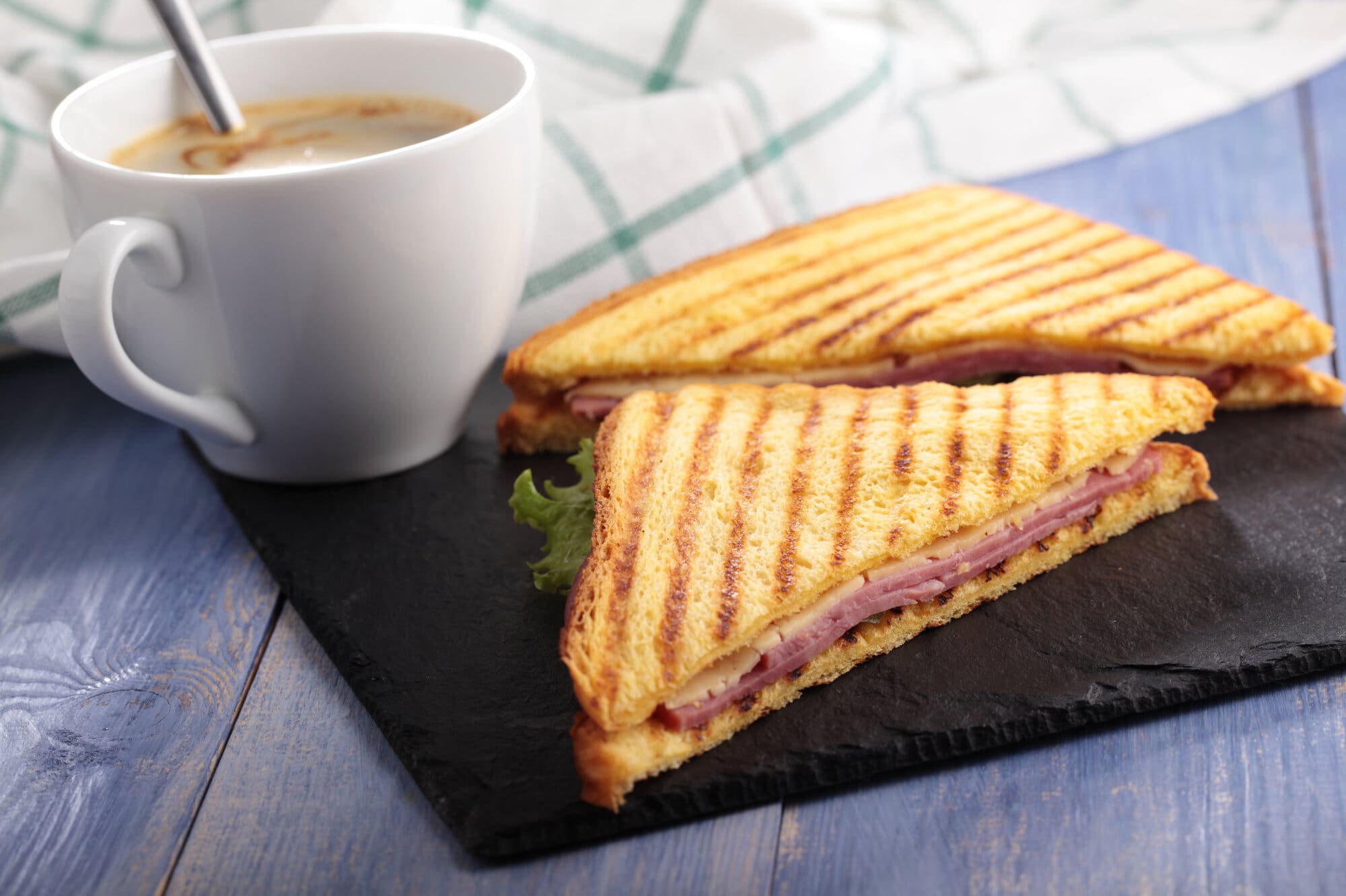 Coffee and sandwich being served safely
