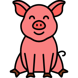 Pig Cartoon Sat Down