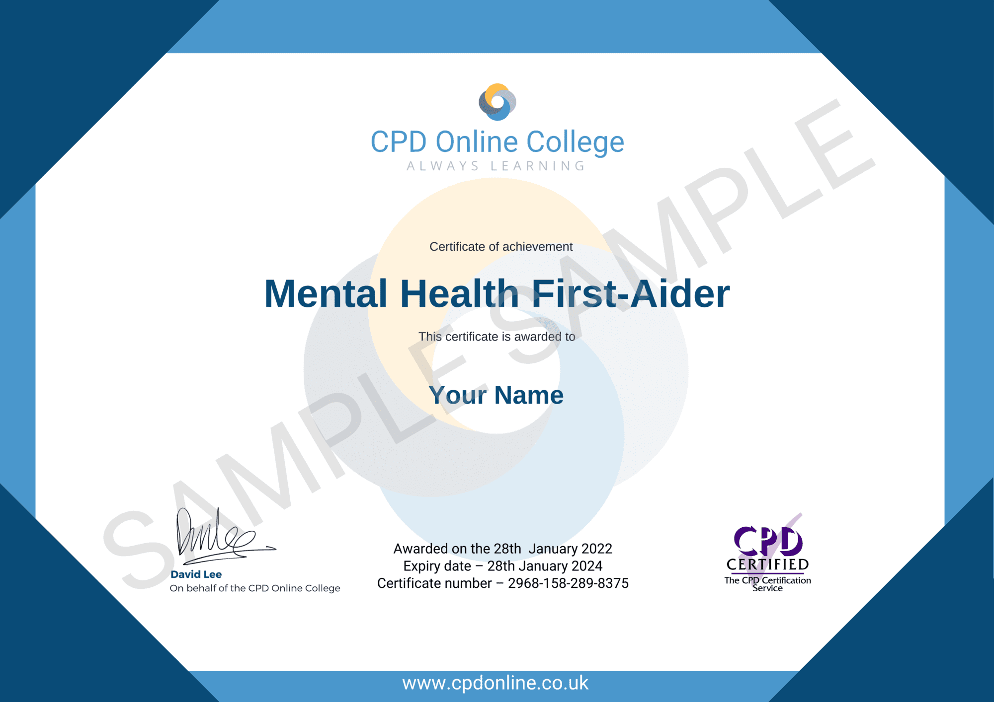 CPD Certificate - Mental Health First Aider