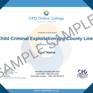 Child Criminal Exploitation and County Lines Certificate