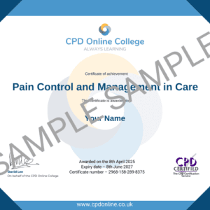 Pain Control and Management in Care certificate