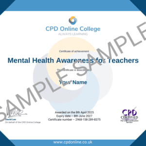 Mental Health Awareness for Teachers Certificate