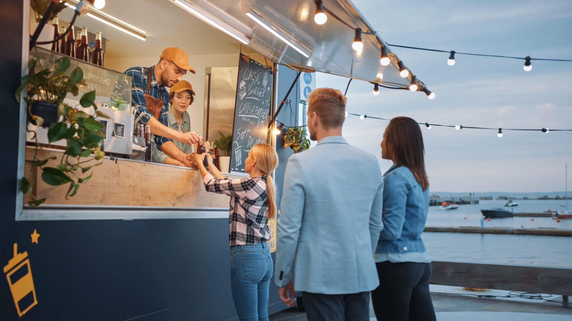 Burger van promoting their burgers at an event