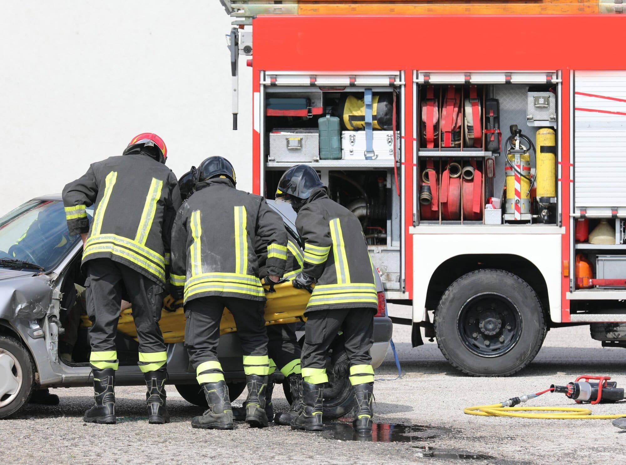 Group of physically strong firefighters