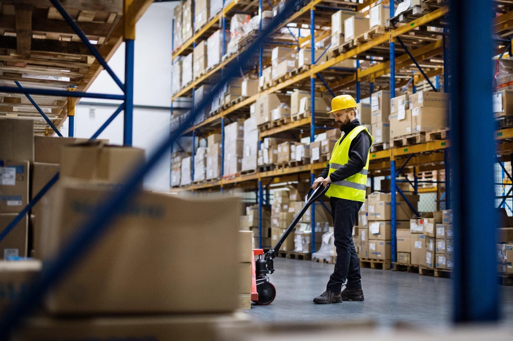 HGV driver working in warehouse