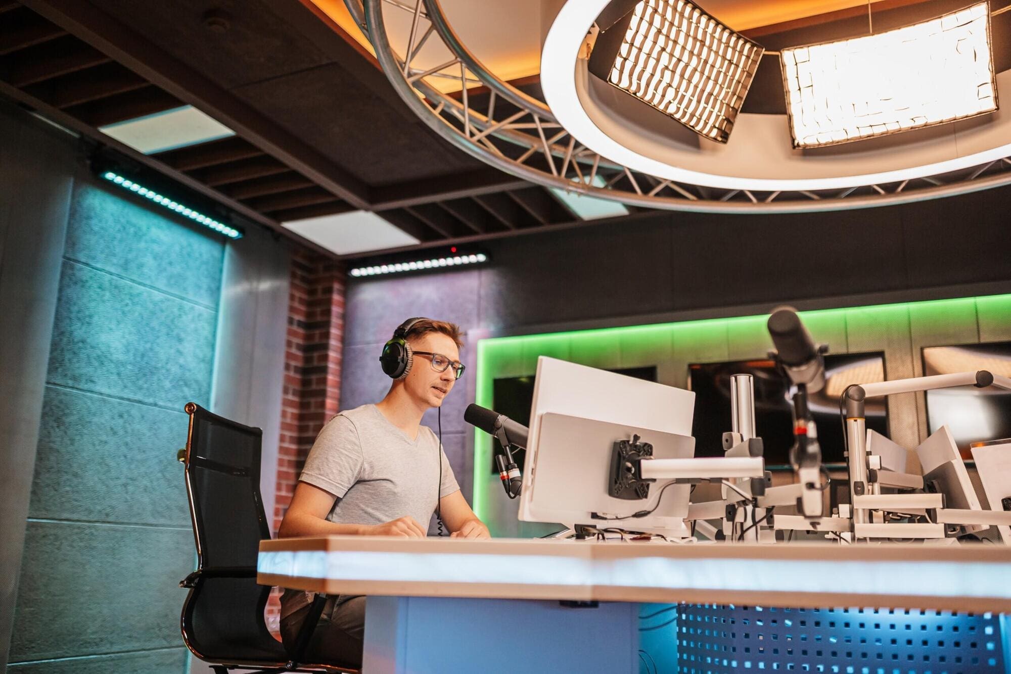 Journalist working in radio station