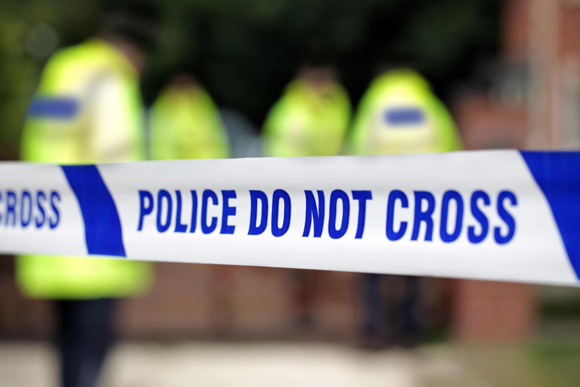 Police officers working at crime scene