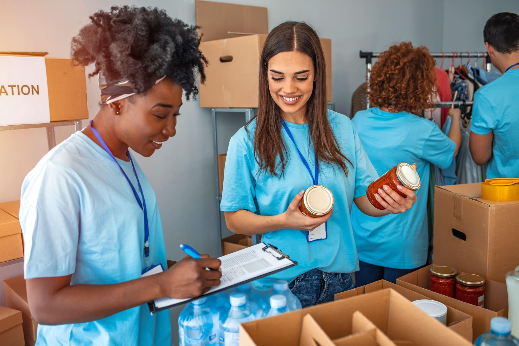 Volunteering at food bank