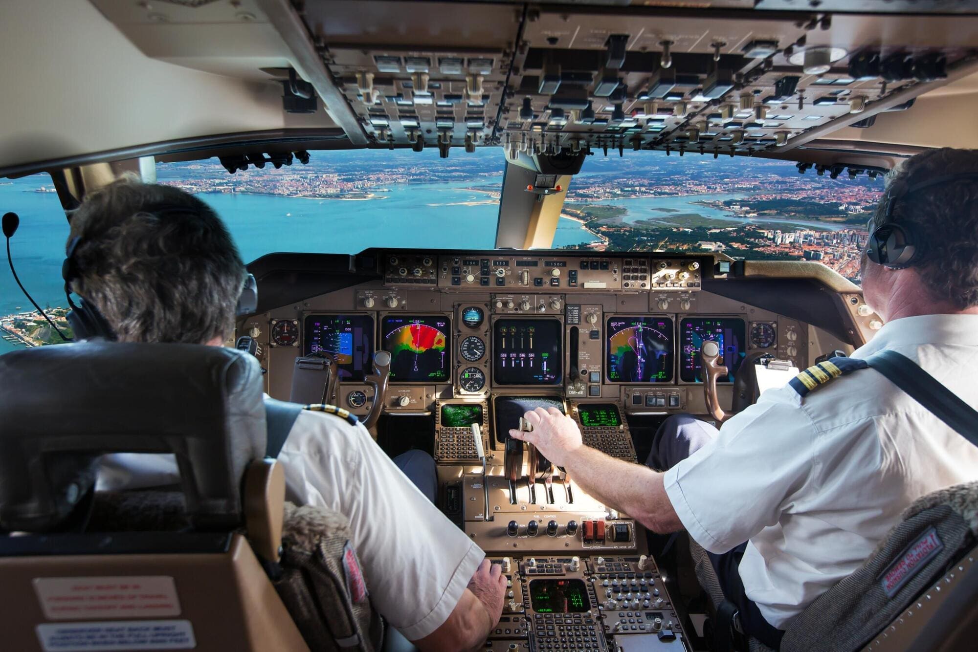 Airline pilot on long haul flight Airline pilot on long haul flight