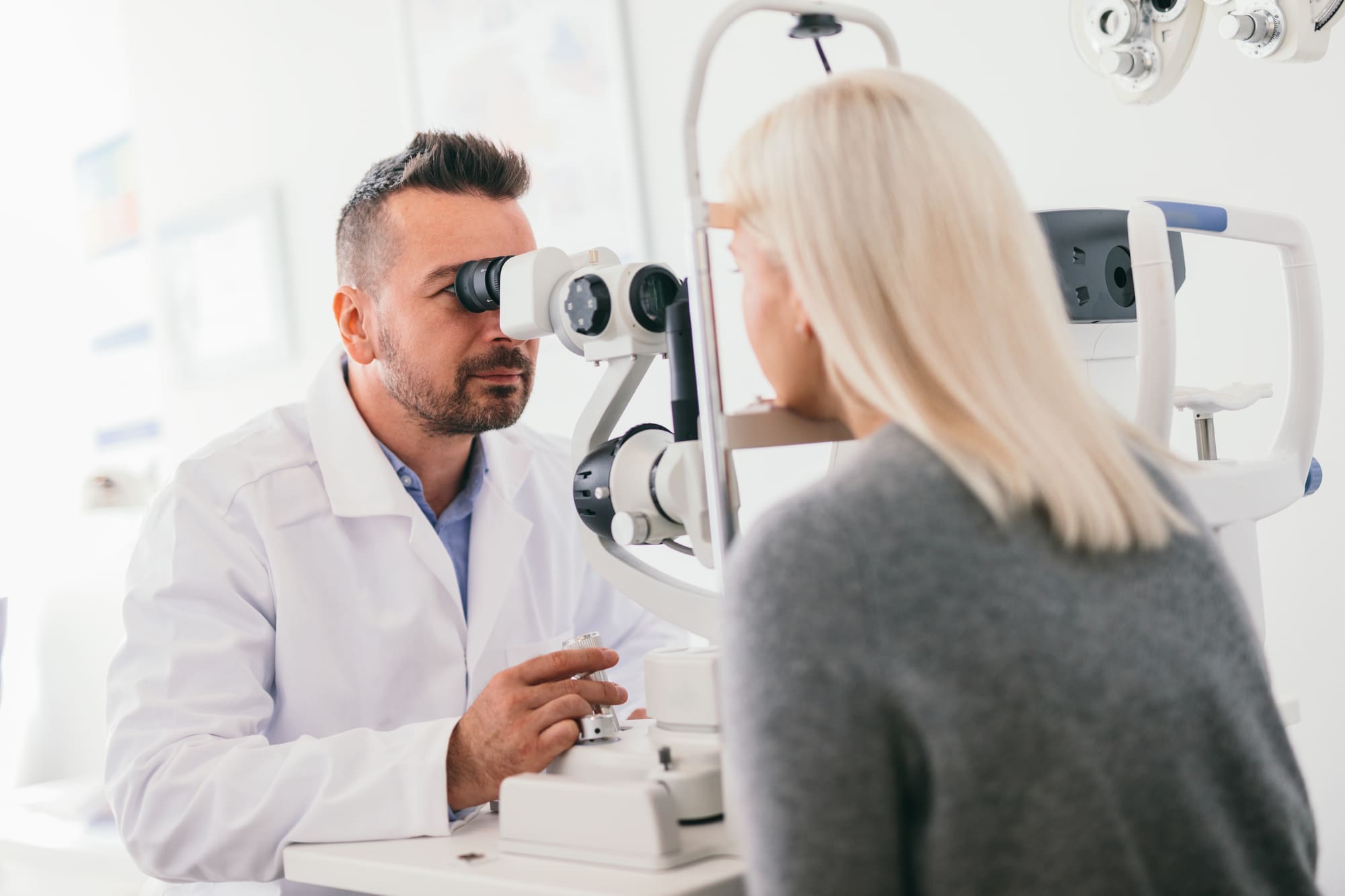 Optician working on an evening
