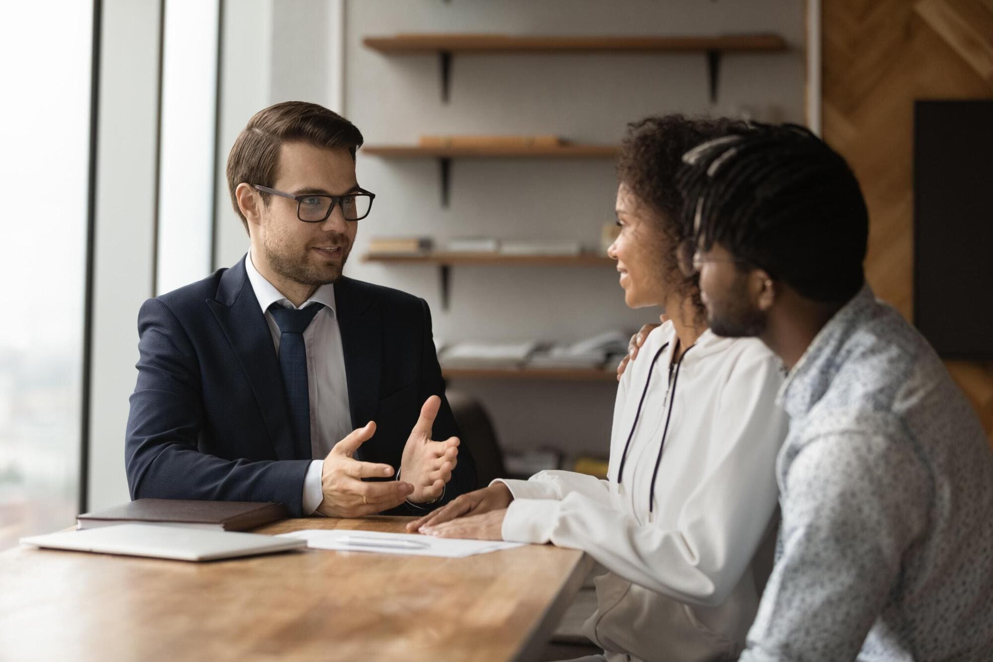 Account manager speaking with clients