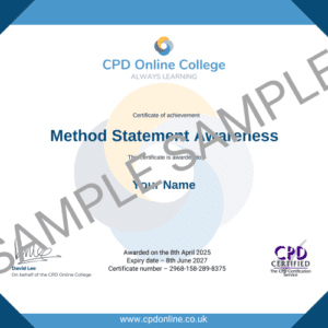 Method Statement Awareness Certificate