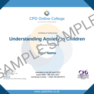 Understanding Anxiety in Children Certificate