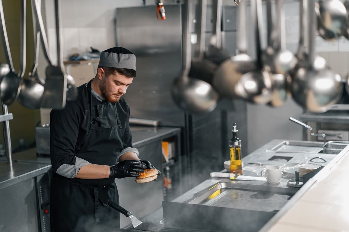 Chef de partie working in pub