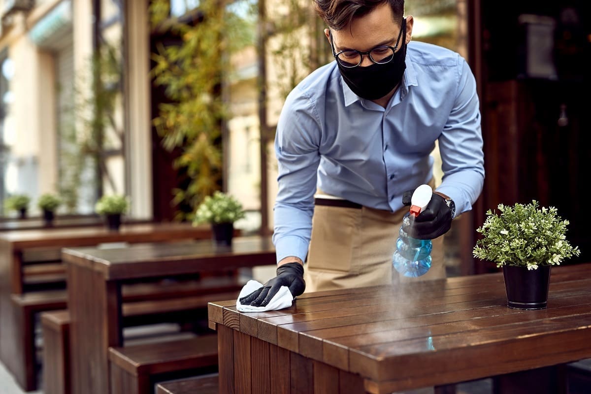 Cleaning dining area