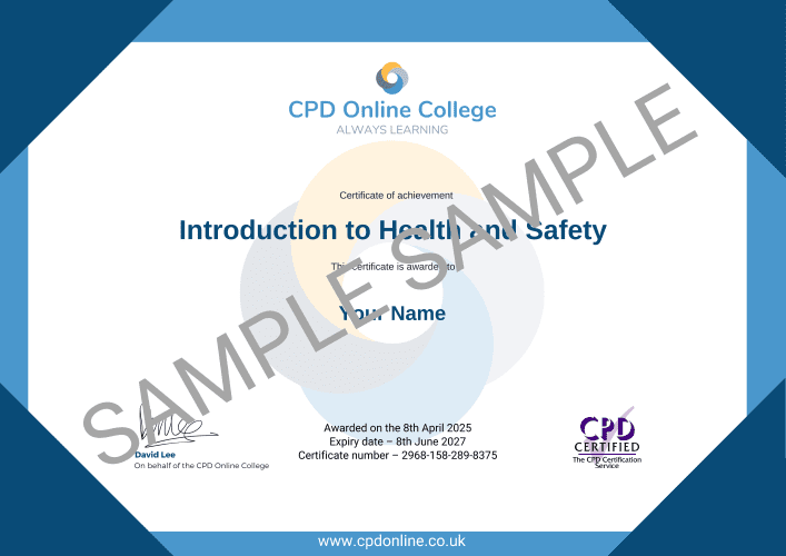 Introduction to Health and Safety certificate