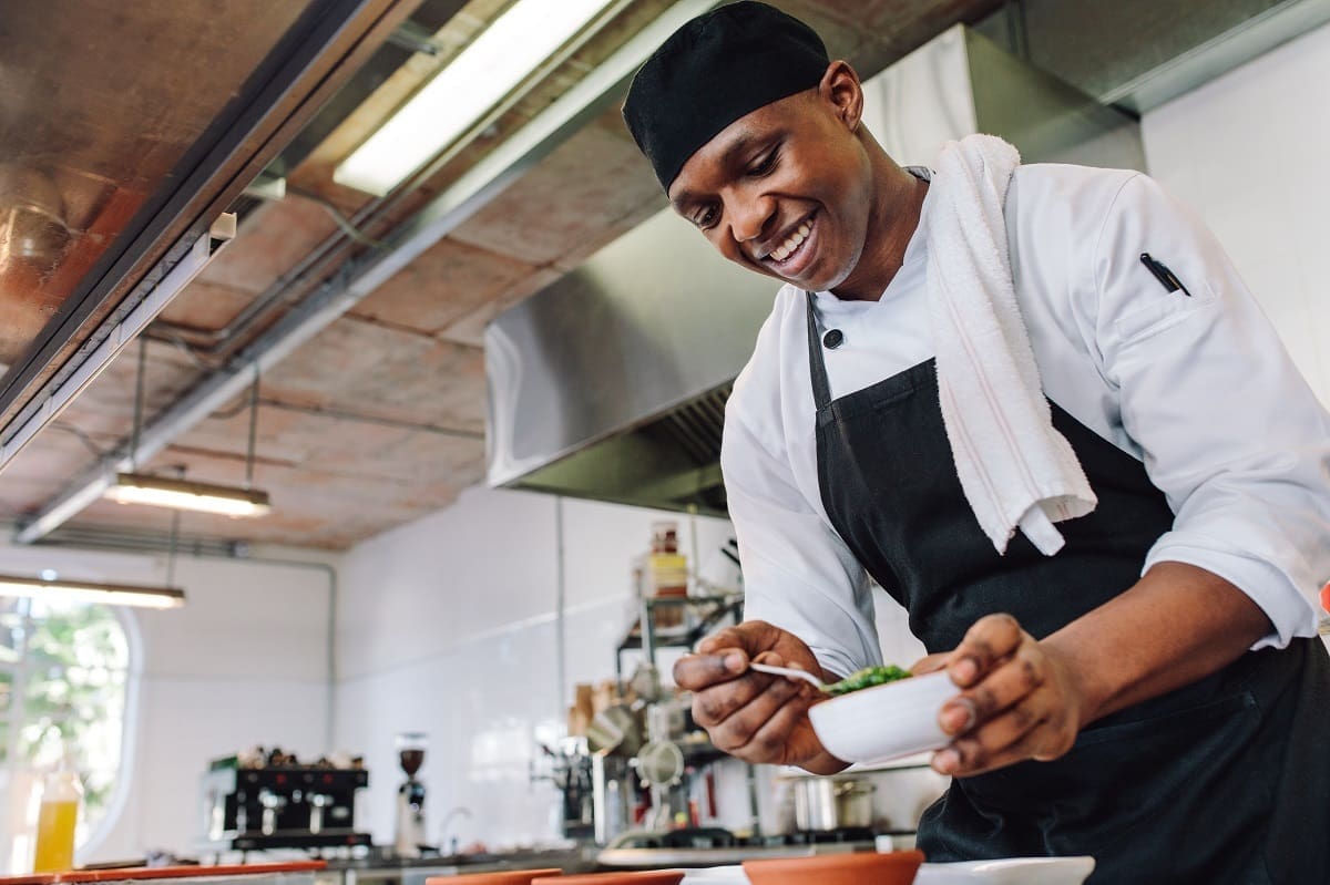 commis chef working in café