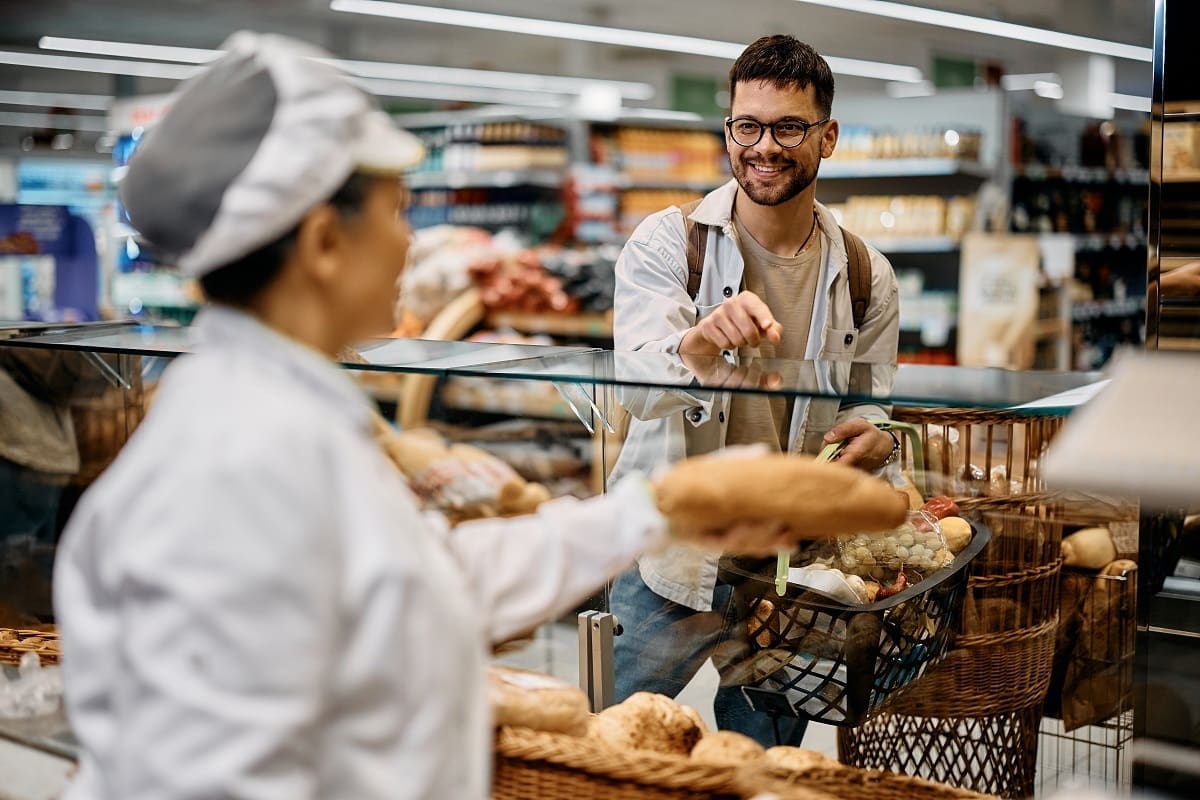 Fresh bakery goods in supermarket
