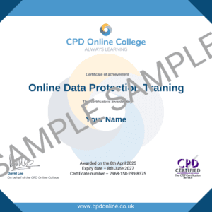 Online Data Protection Training certificate