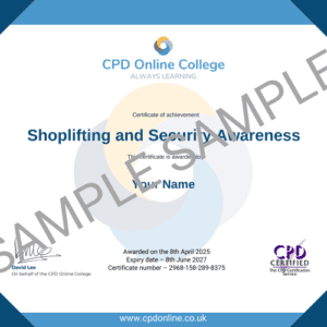 Shoplifting and Security Awareness certificate