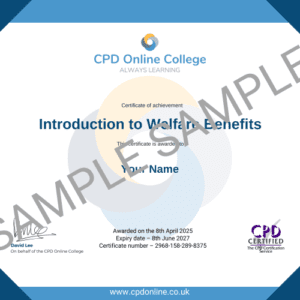 Introduction to Welfare Benefits certificate