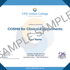 COSHH for Clinical Environments Certificate