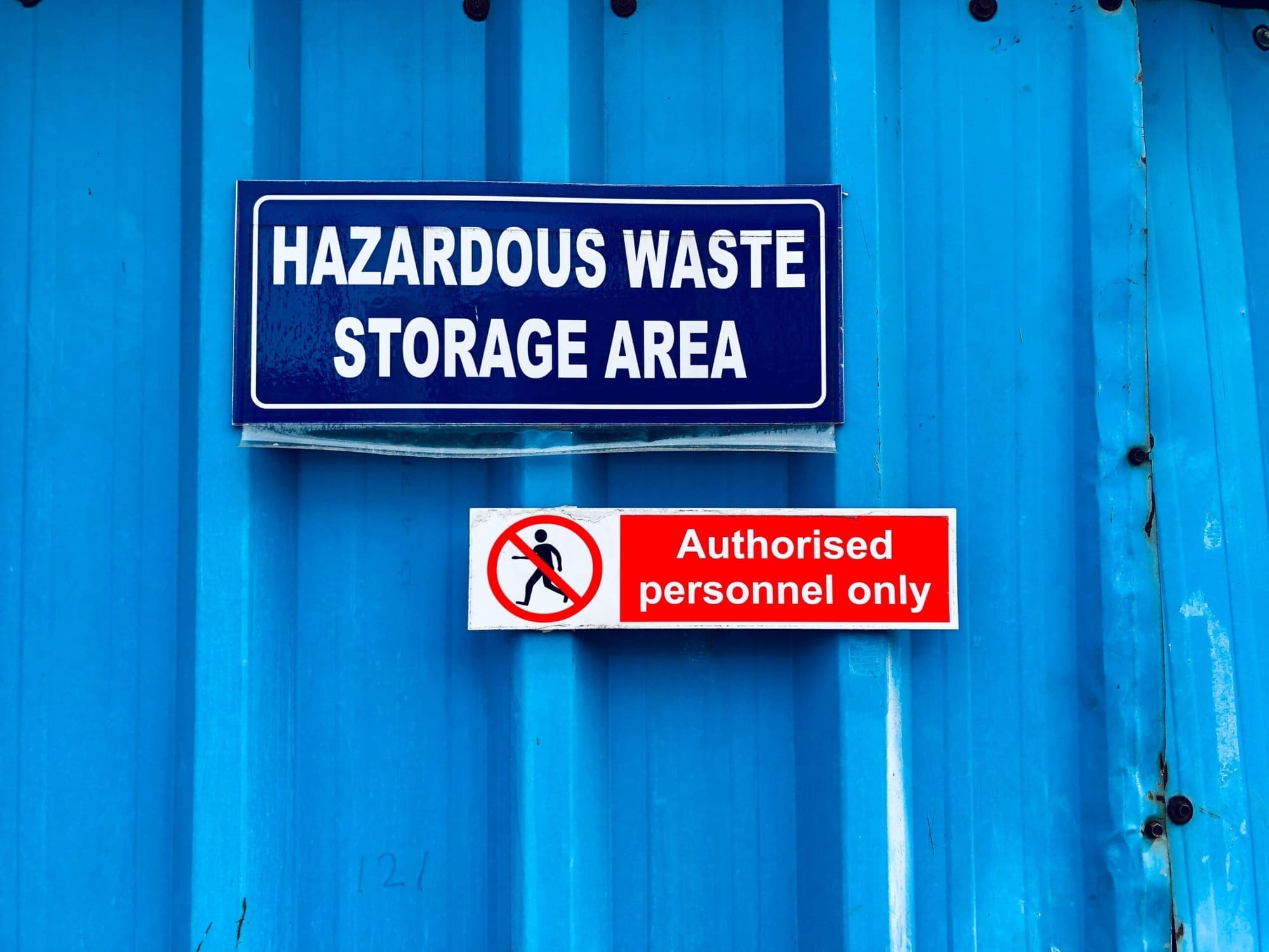 Industrial warning sign board for denoting hazardous waste Industrial warning sign board for denoting hazardous waste